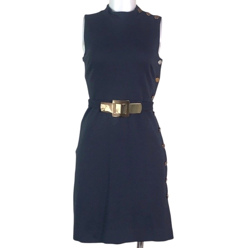 MILLY OF NEW YORK NAVY‎ SLEEVELESS BELTED DRESS